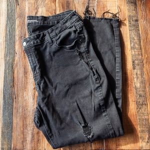 Raw-Edge Hem Mid-Rise Distressed Rockstar Jeans | Old Navy
